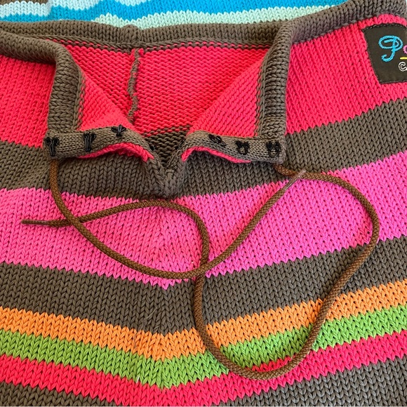 Vintage Castelbajac Paradisiac Skirt Cotton Sweater Knit Stripe Multi Color SM - Picture 8 of 9